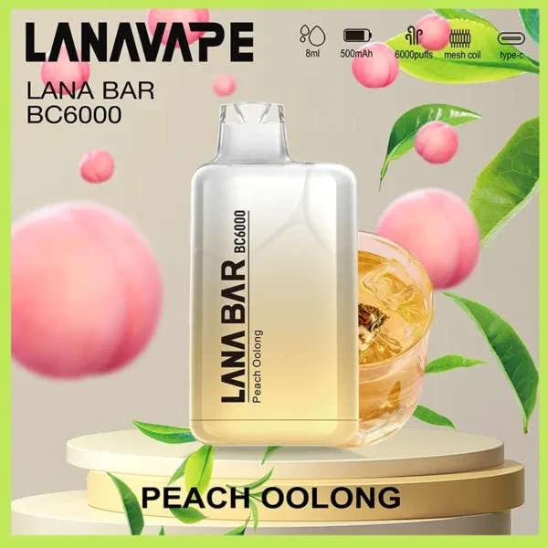 Lana拋棄式一次性電子煙|Lana Bar BC6000 Puffs|蜜桃烏龍茶